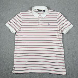 Polo Golf Ralph Lauren Shirt Mens Large White Striped Pro Fit Short Sleeve‎